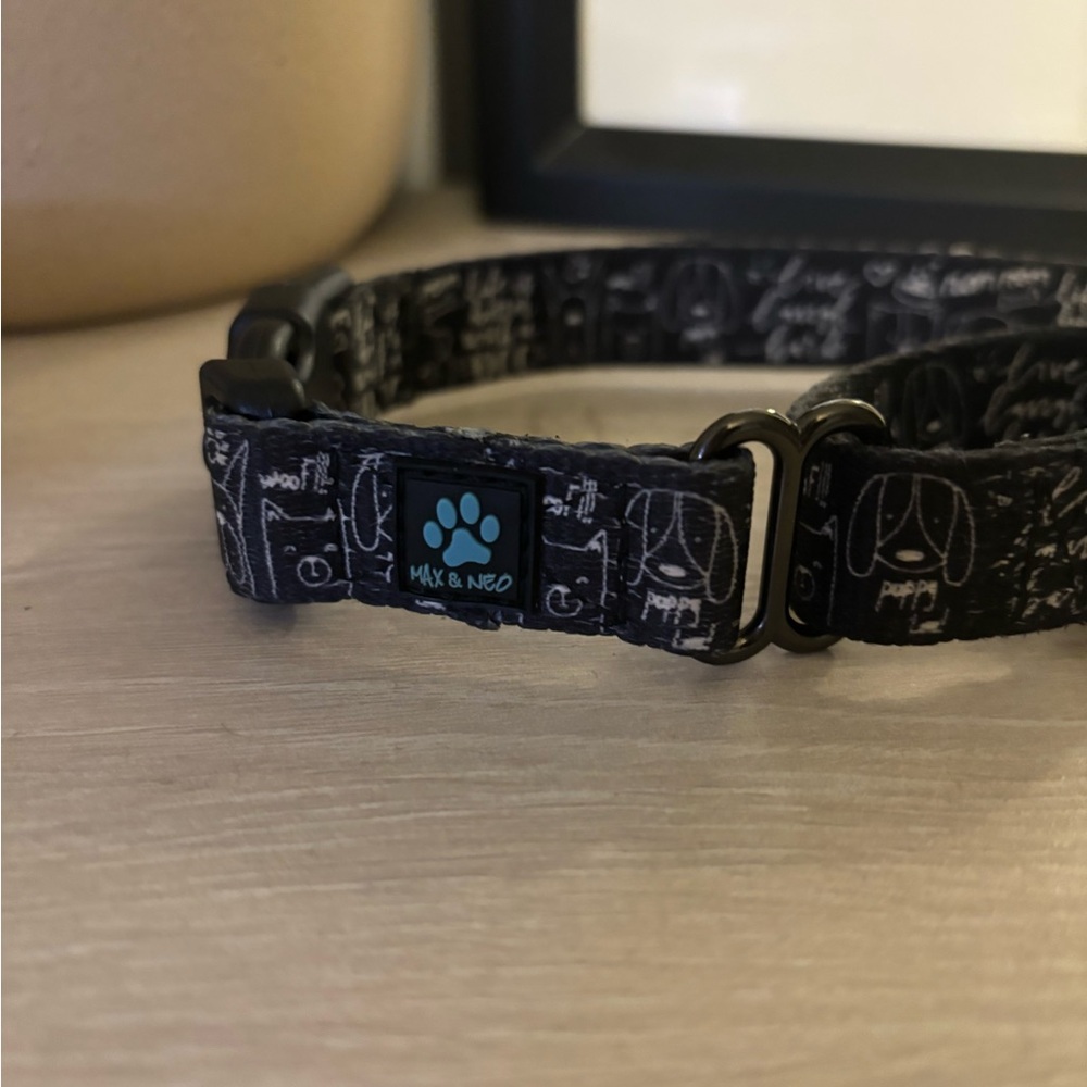 Black Dog collar martangle with Comfortable fit
